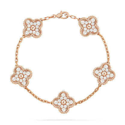 [Mysitc ] New  CLOVER 5 MOTIF FULL DIAMOND BRACELET COLLECTION