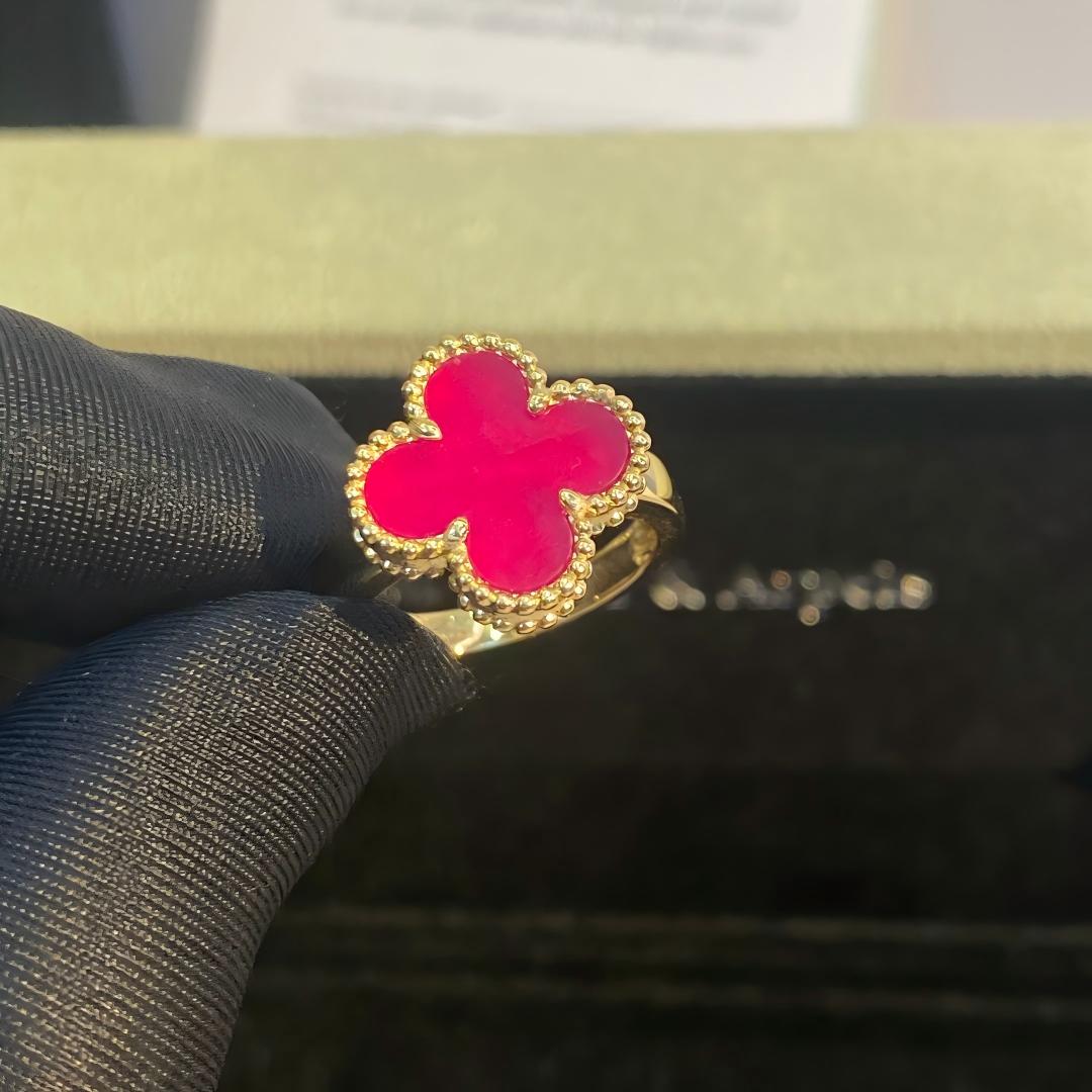 [Mystic]NEW CLOVER PINK ENAMEL RINGS