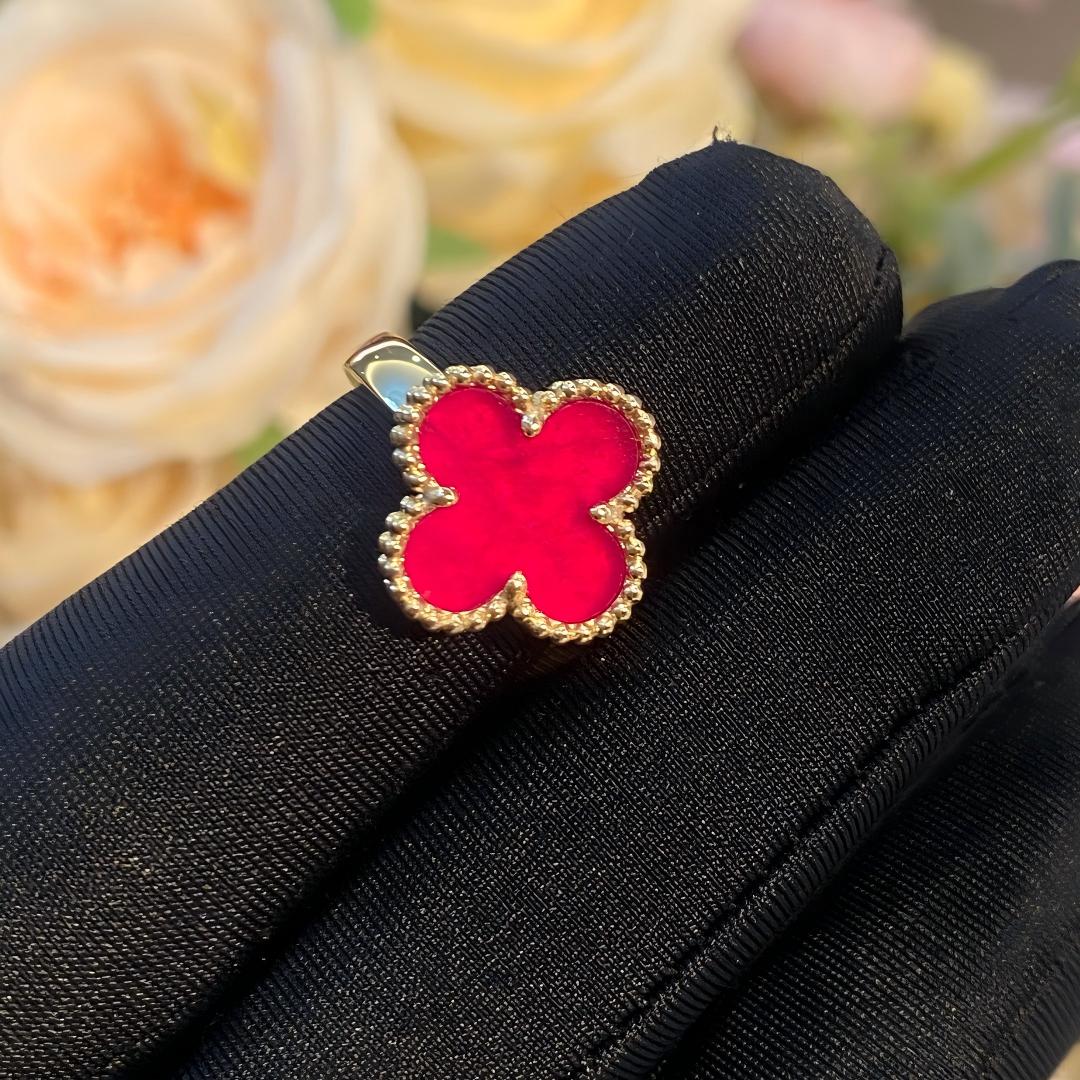[Mystic]NEW CLOVER PINK ENAMEL RINGS