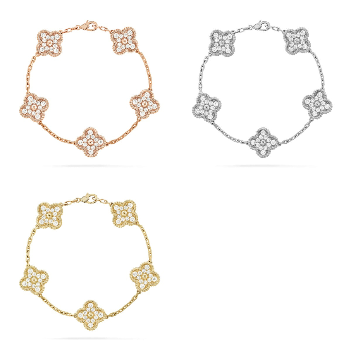 [Mysitc ] New  CLOVER 5 MOTIF FULL DIAMOND BRACELET COLLECTION