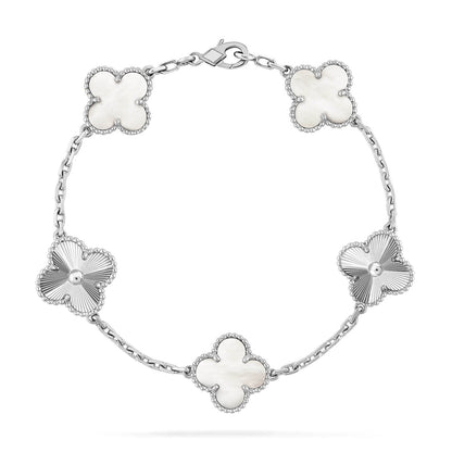 [Mysitc ]New CLOVER WHITE PEARL MOP 5 MOTIF BRACELET COLLECTION