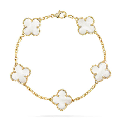 [Mysitc ]New CLOVER WHITE PEARL MOP 5 MOTIF BRACELET COLLECTION
