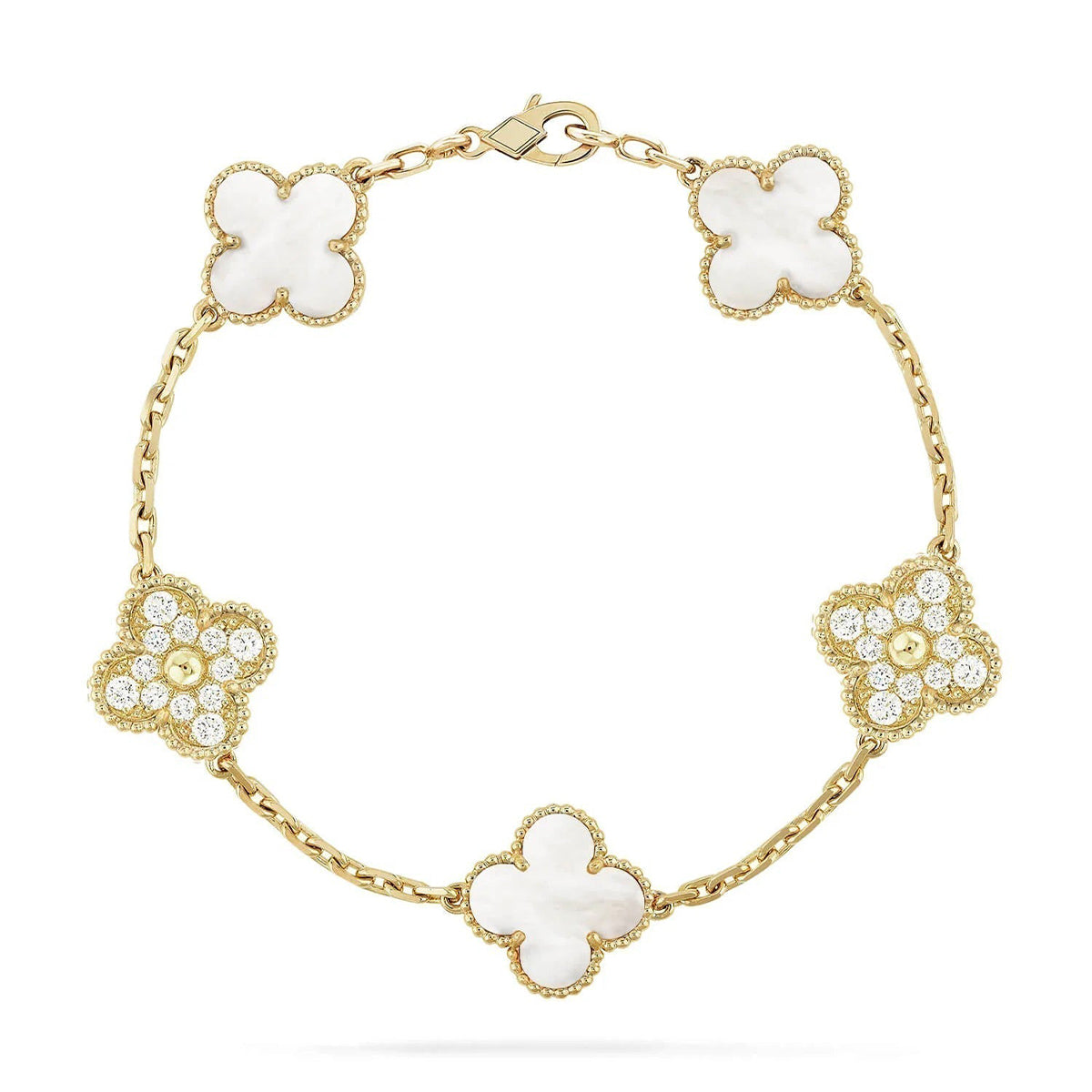 [Mysitc ]New CLOVER WHITE PEARL MOP 5 MOTIF BRACELET COLLECTION