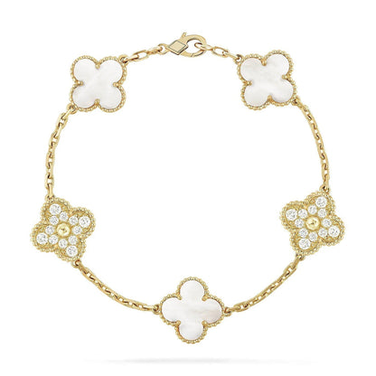 [Mysitc ]New CLOVER WHITE PEARL MOP 5 MOTIF BRACELET COLLECTION