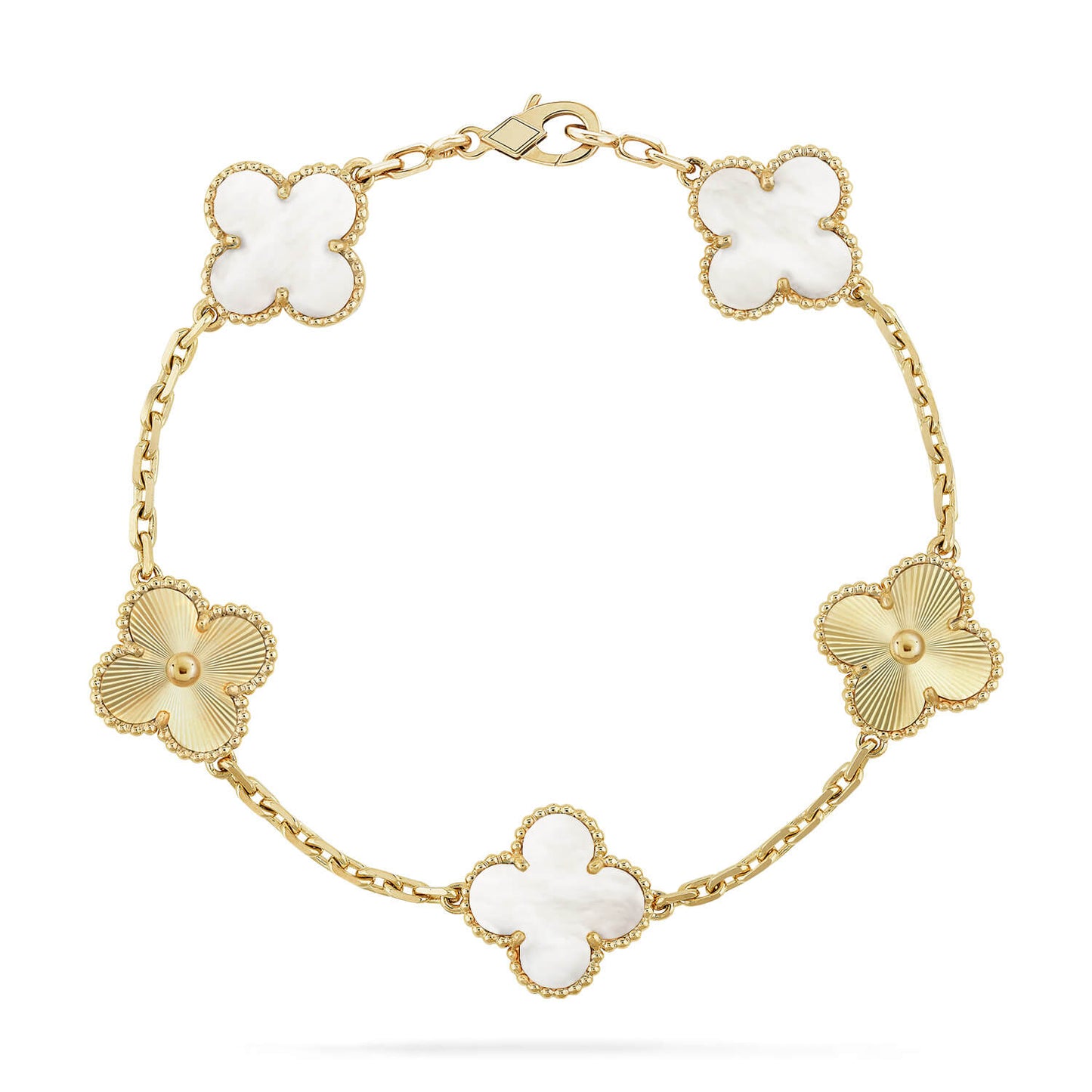 [Mysitc ]New CLOVER WHITE PEARL MOP 5 MOTIF BRACELET COLLECTION