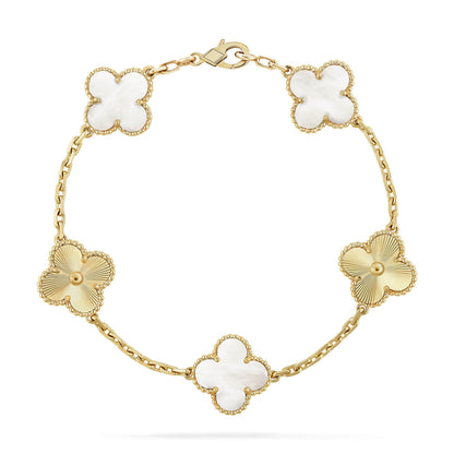 [Mysitc ]New CLOVER WHITE PEARL MOP 5 MOTIF BRACELET COLLECTION