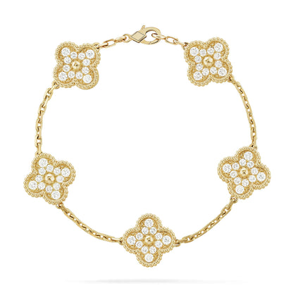 [Mysitc ] New  CLOVER 5 MOTIF FULL DIAMOND BRACELET COLLECTION