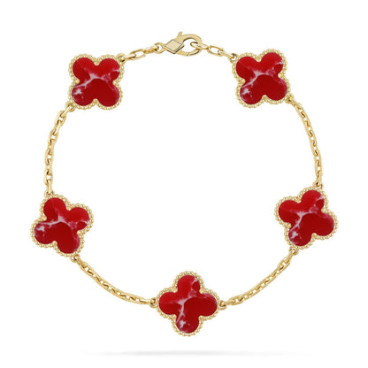[Mysitc ]New CLOVER 5 MOTIF RED PATTERN BRACELET COLLECTION