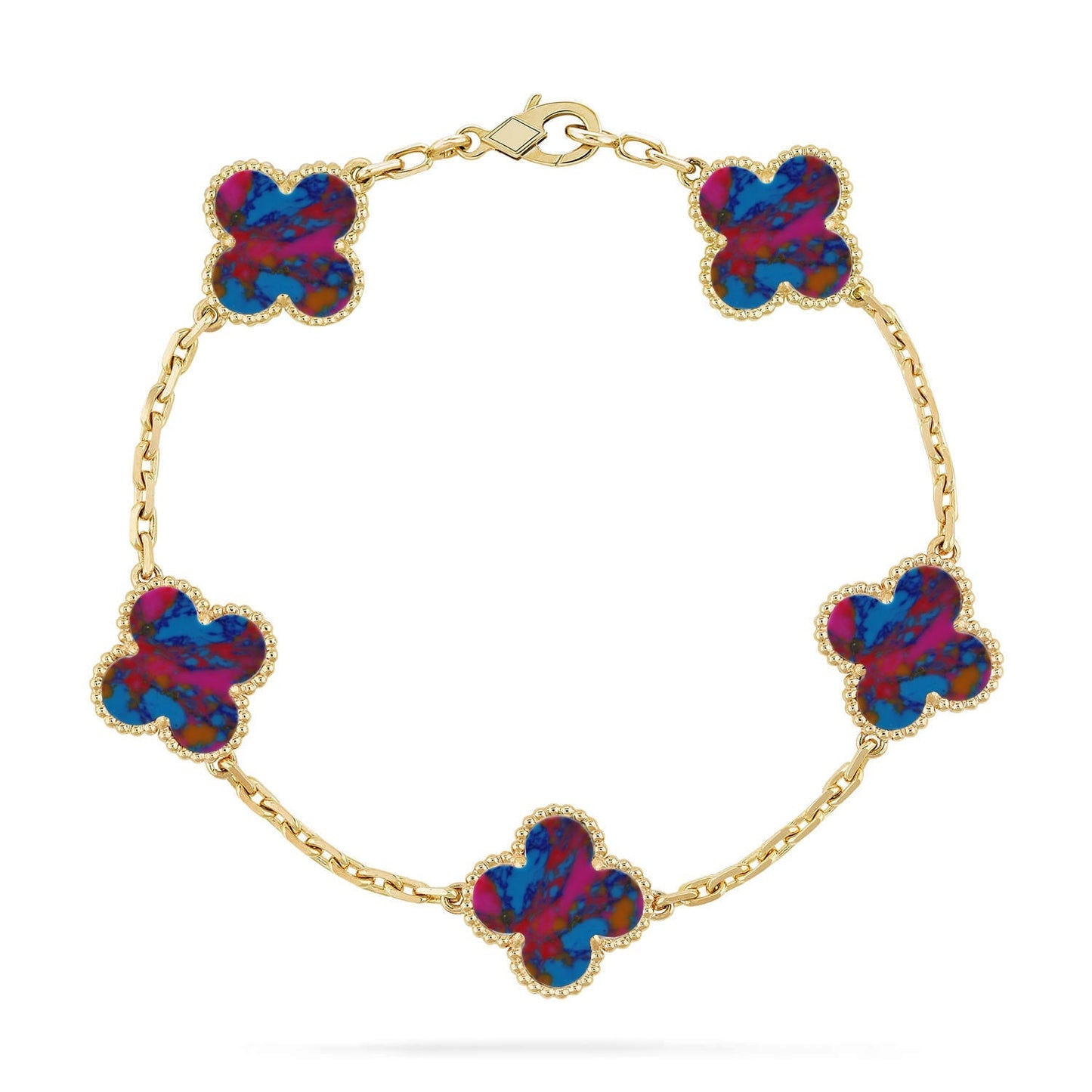 [Mysitc ]New CLOVER 5 MOTIF COLOR GEMSTONES BRACELET COLLECTION
