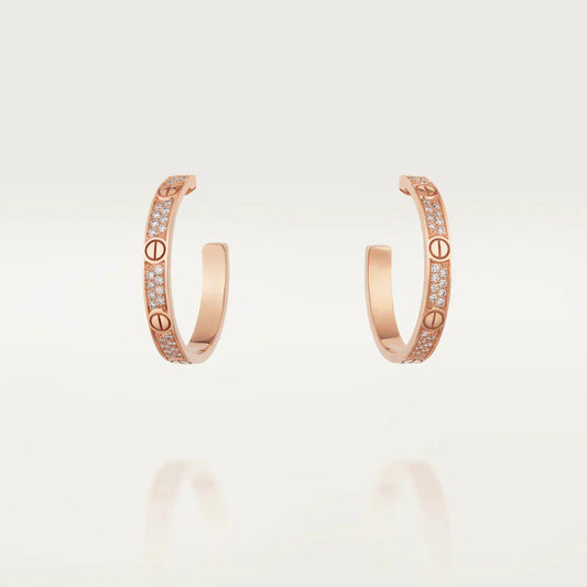 Mysitc LOVE DIAMOND PINK GOLD HOOP EARRINGS