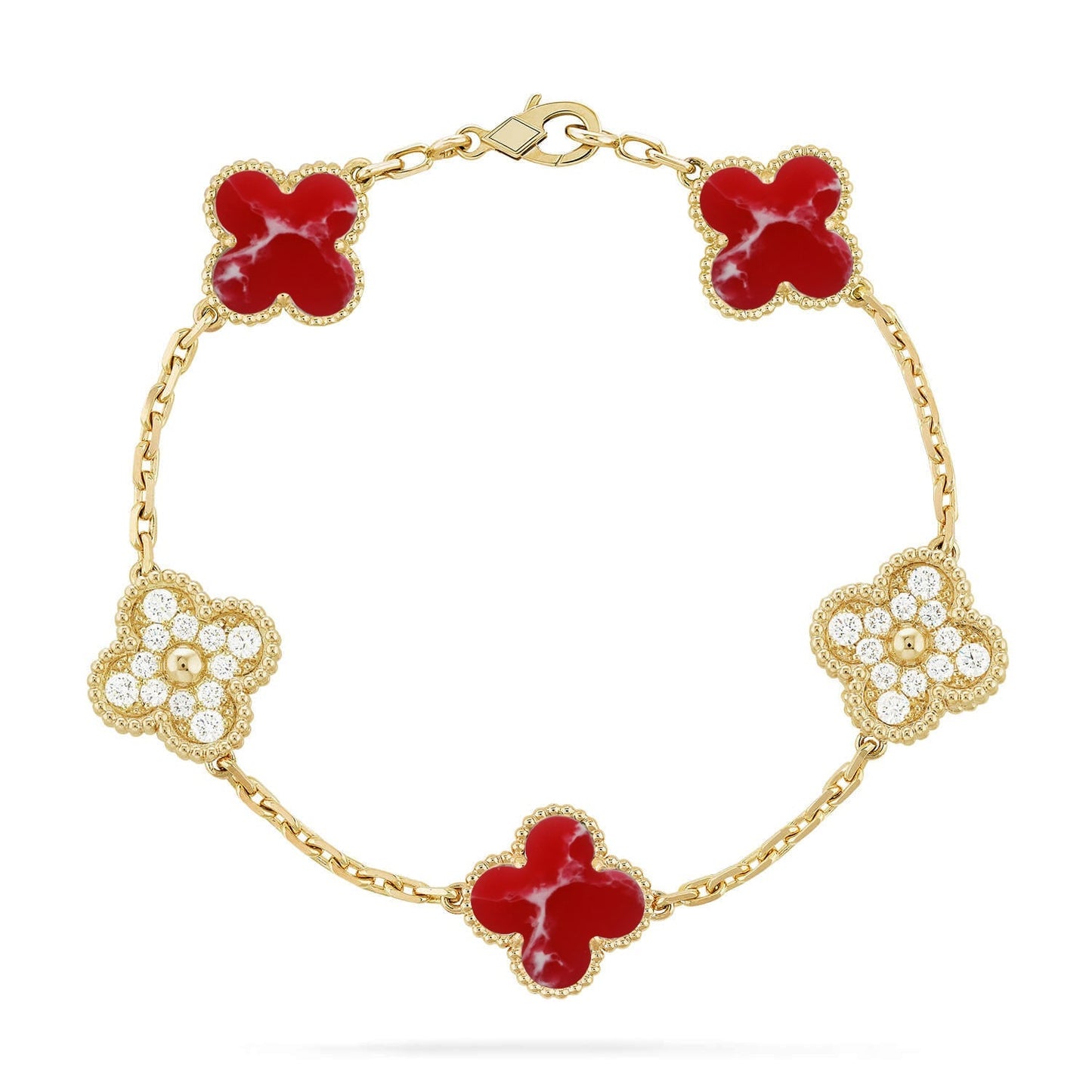 [Mysitc ]New CLOVER 5 MOTIF RED PATTERN BRACELET COLLECTION