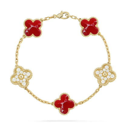 [Mysitc ]New CLOVER 5 MOTIF RED PATTERN BRACELET COLLECTION