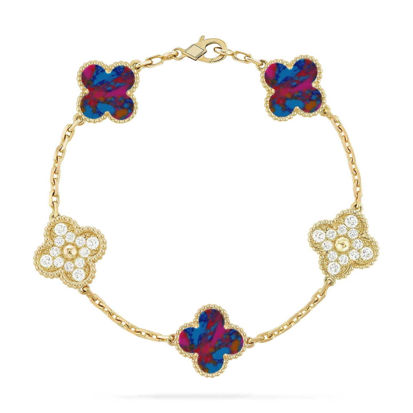 [Mysitc ]New CLOVER 5 MOTIF COLOR GEMSTONES BRACELET COLLECTION