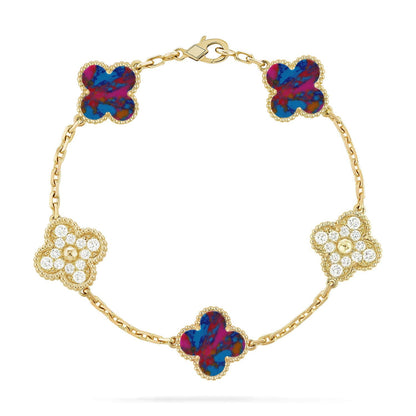 [Mysitc ]New CLOVER 5 MOTIF COLOR GEMSTONES BRACELET COLLECTION