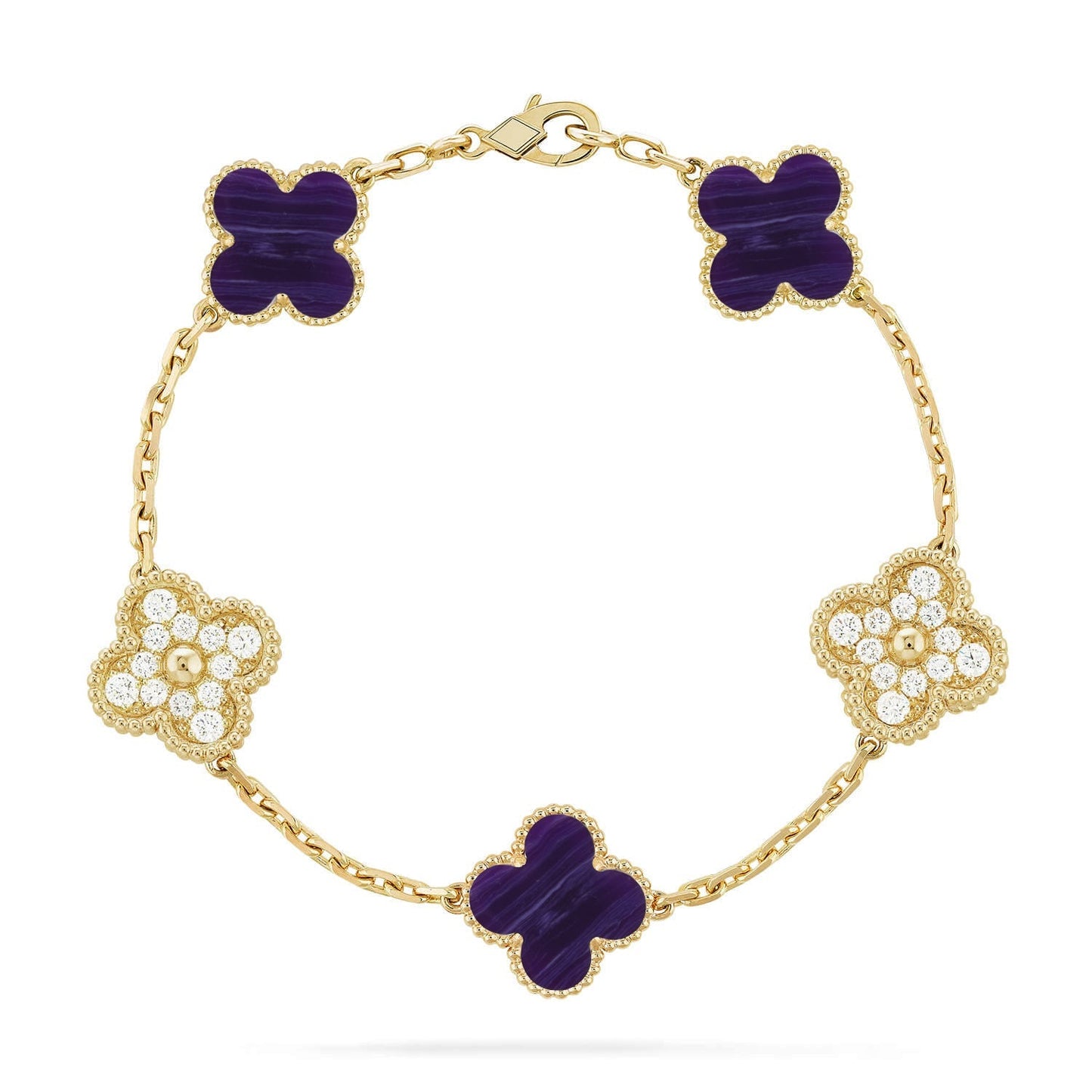 [Mysitc ]New CLOVER 5 MOTIF PURPLE STRIPES BRACELET COLLECTION