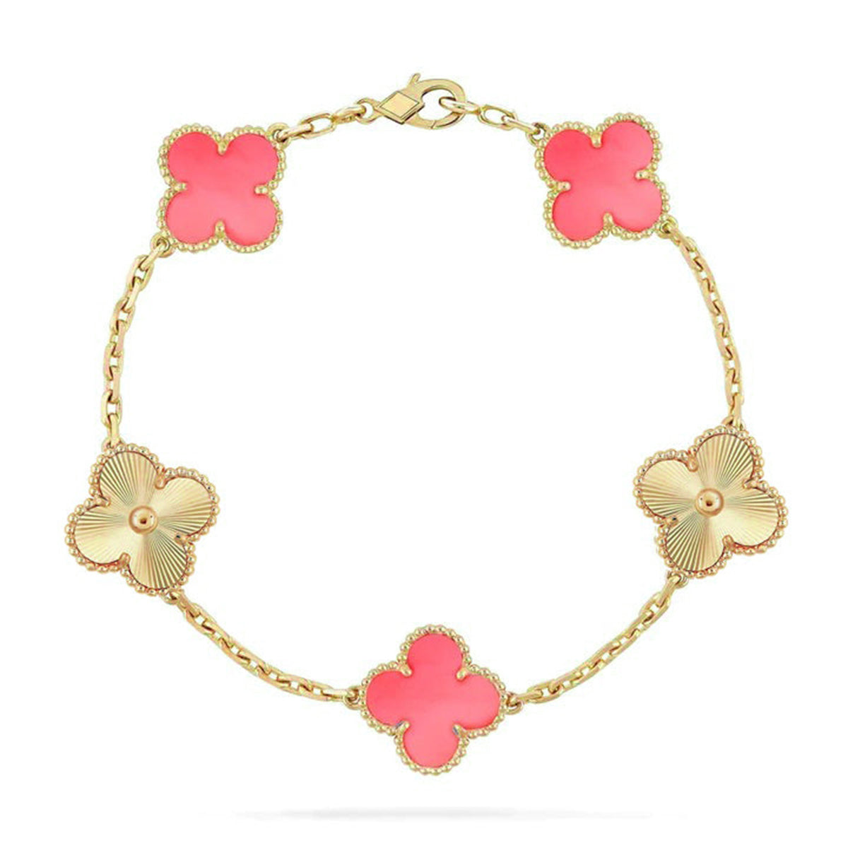 [Mysitc ]New  CLOVER 5 MOTIFS  PINK MOP BRACELET COLLECTION