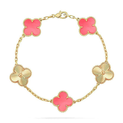 [Mysitc ]New  CLOVER 5 MOTIFS  PINK MOP BRACELET COLLECTION