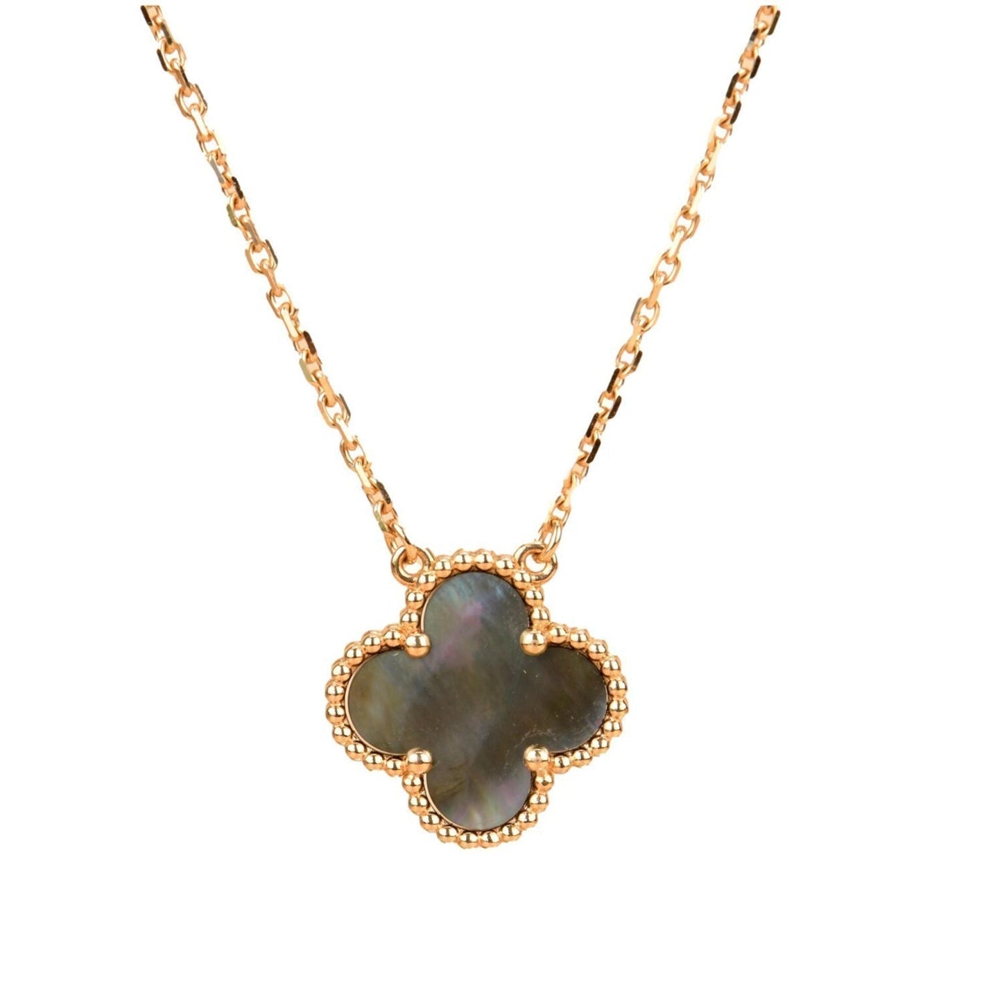 Mysitc CLOVER 15MM  GRAY MOTHER OF PEARL NECKLACE
