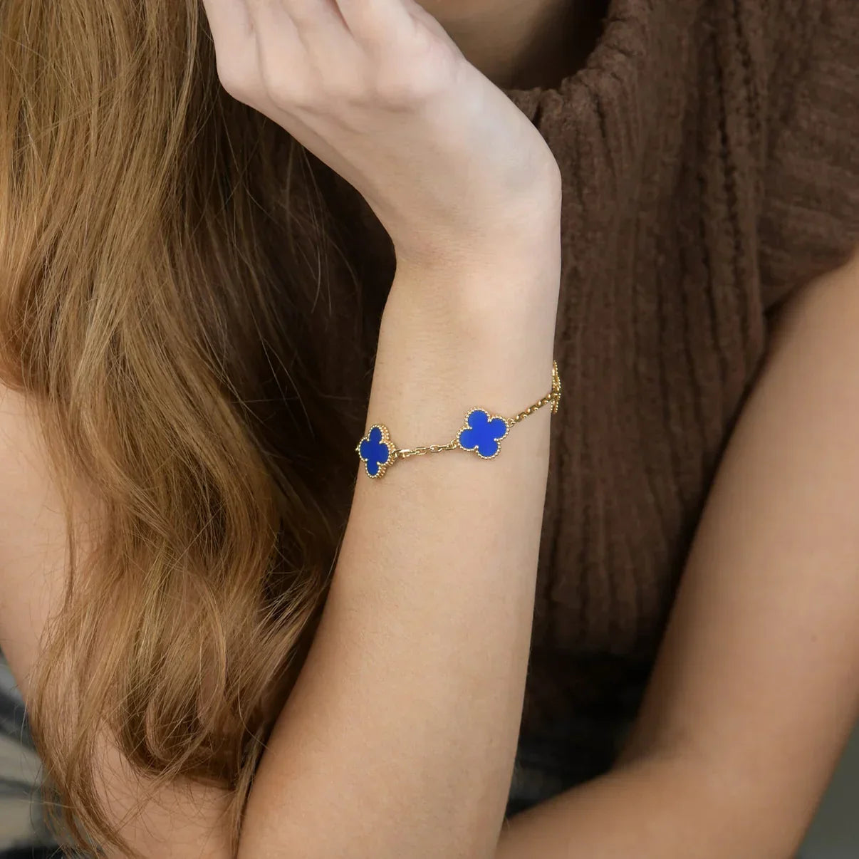 [Mysitc ]New CLOVER 5 MOTIF BLUE AGATE BRACELET COLLECTION