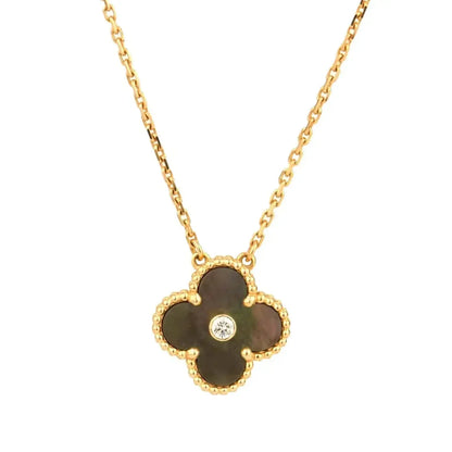 Mysitc CLOVER 15MM DIAMOND AND MOTHER-OF-GREY NECKLACE