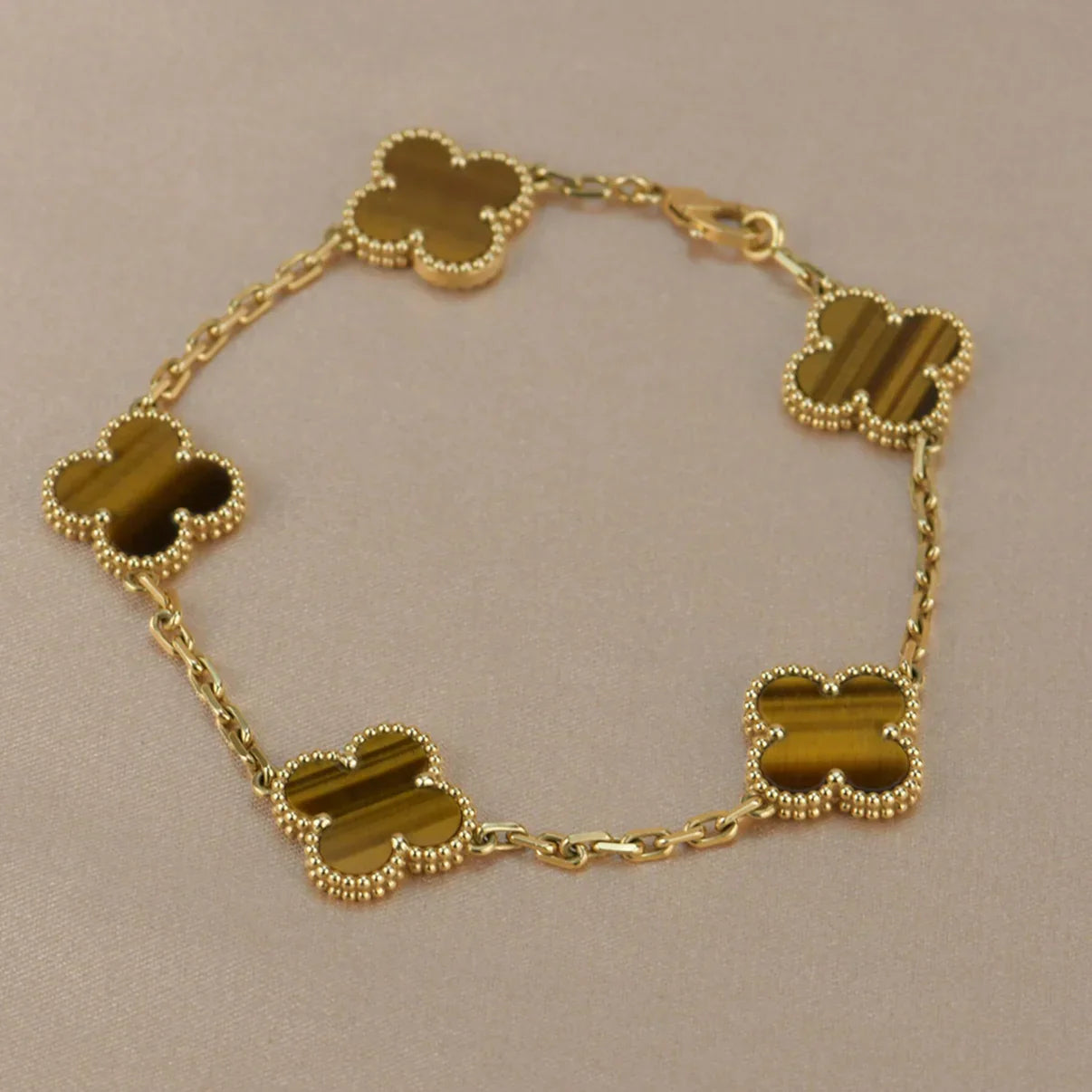 [Mysitc ]New  CLOVER 5 MOTIFS TIGER EYE BRACELET COLLECTION