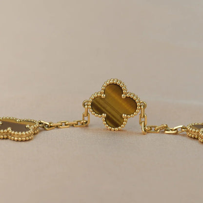 [Mysitc ]New  CLOVER 5 MOTIFS TIGER EYE BRACELET COLLECTION