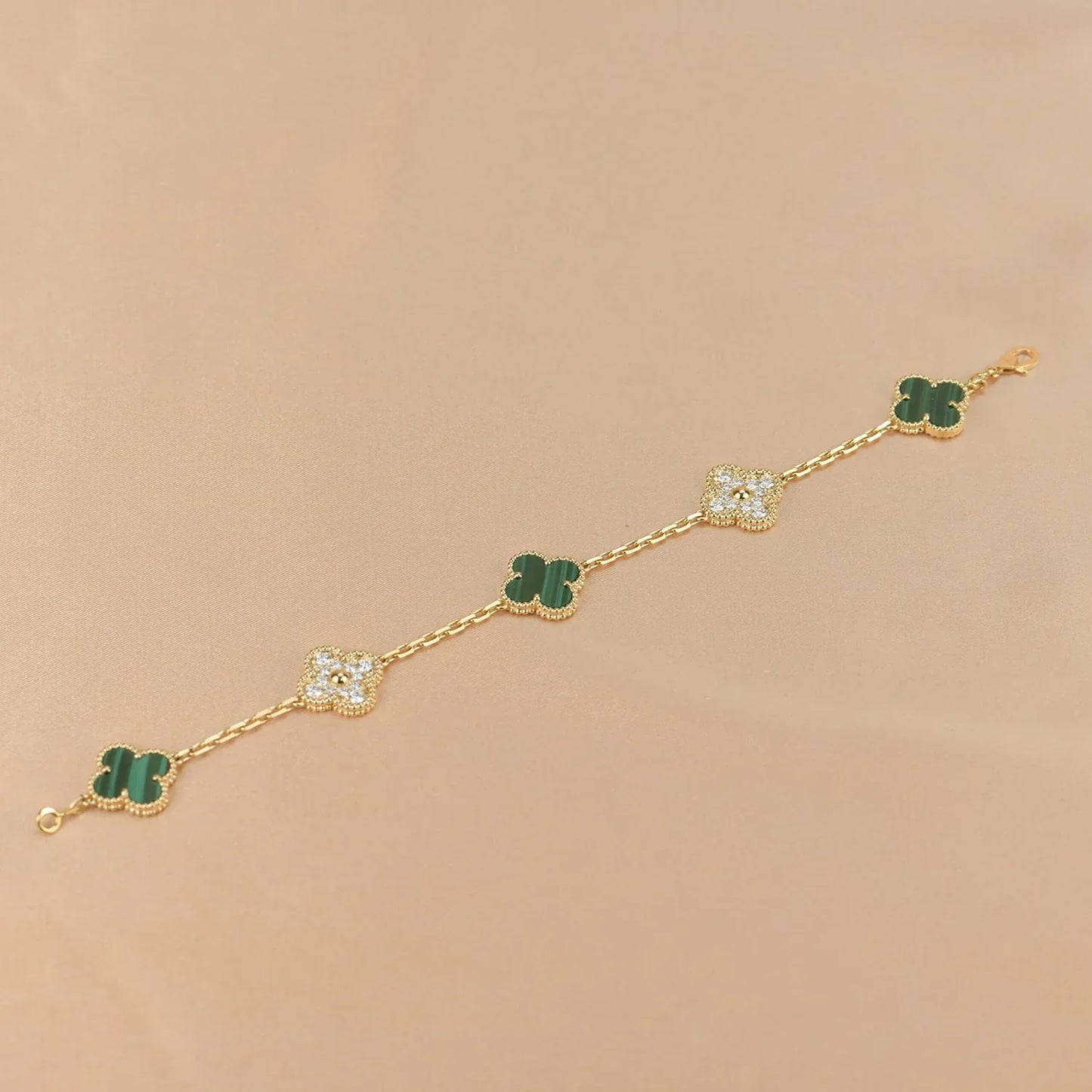 [Mysitc ]New  CLOVER 5 MOTIF MALACHITE BRACELET COLLECTION