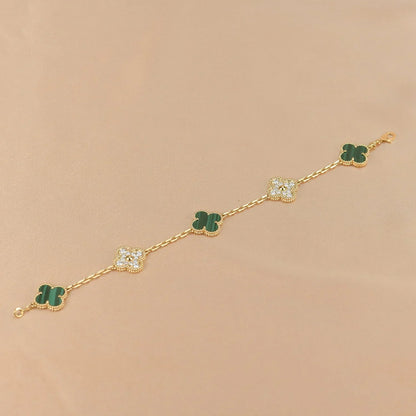 [Mysitc ]New  CLOVER 5 MOTIF MALACHITE BRACELET COLLECTION