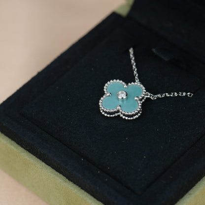 Mysitc CLOVER 15MM DIAMOND SVRES PORCELAIN  NECKLACE SILVER