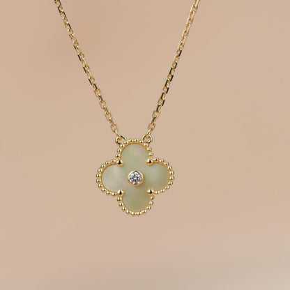 Mysitc CLOVER 15MM DIAMOND GOLD MOTHER OF PEARL NECKLACE