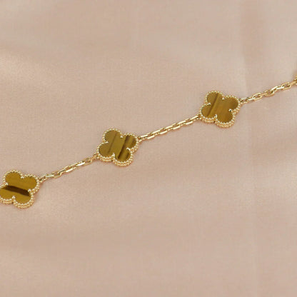 [Mysitc ]New  CLOVER 5 MOTIFS TIGER EYE BRACELET COLLECTION