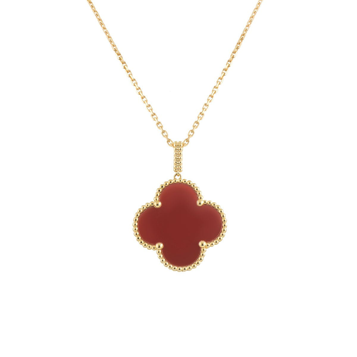Mysitc CLOVER 25MM NECKLACE GOLD CARNELIAN