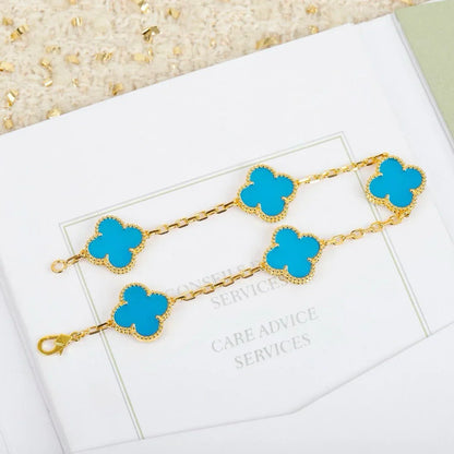 [Mysitc ]New  CLOVER 5 MOTIF TURQUOISE BRACELET COLLECTION