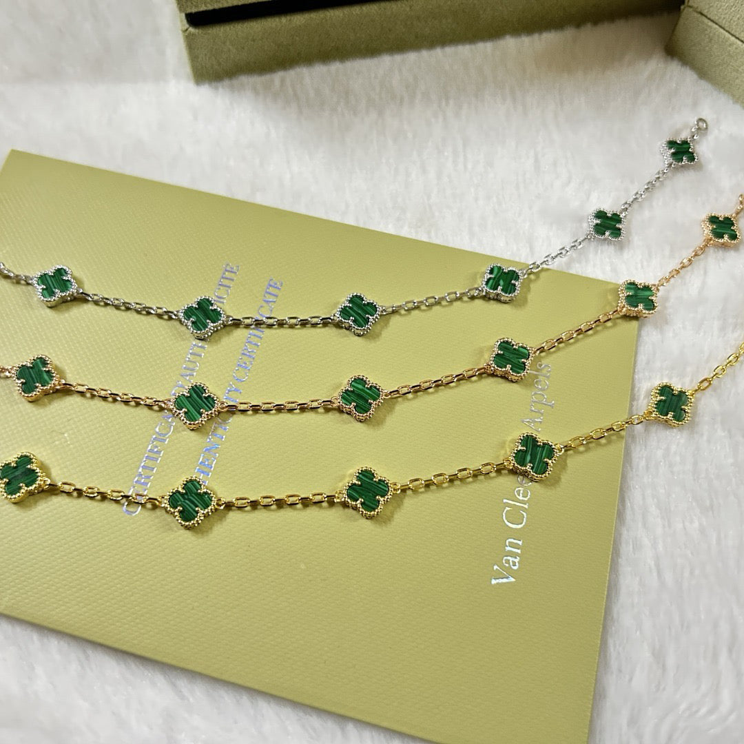 [Mysitc ]CLOVER 6 MOTIF MALACHITE BRACELET