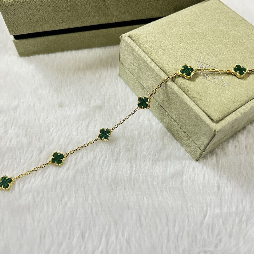 [Mysitc ]CLOVER 6 MOTIF MALACHITE BRACELET