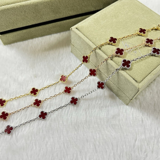 [Mysitc ]CLOVER 6 MOTIF RED AGATE BRACELET
