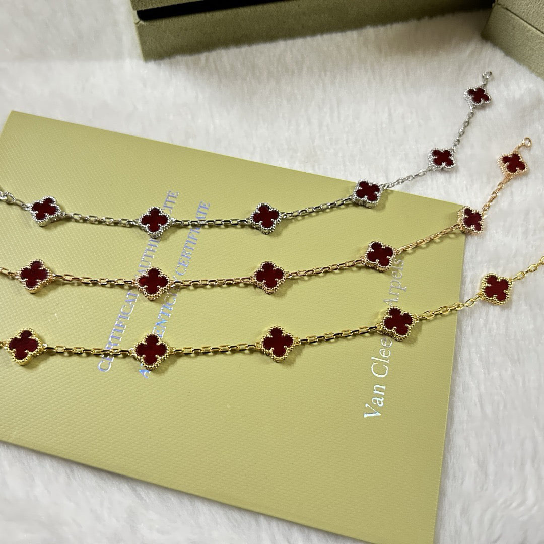[Mysitc ]CLOVER 6 MOTIF RED AGATE BRACELET