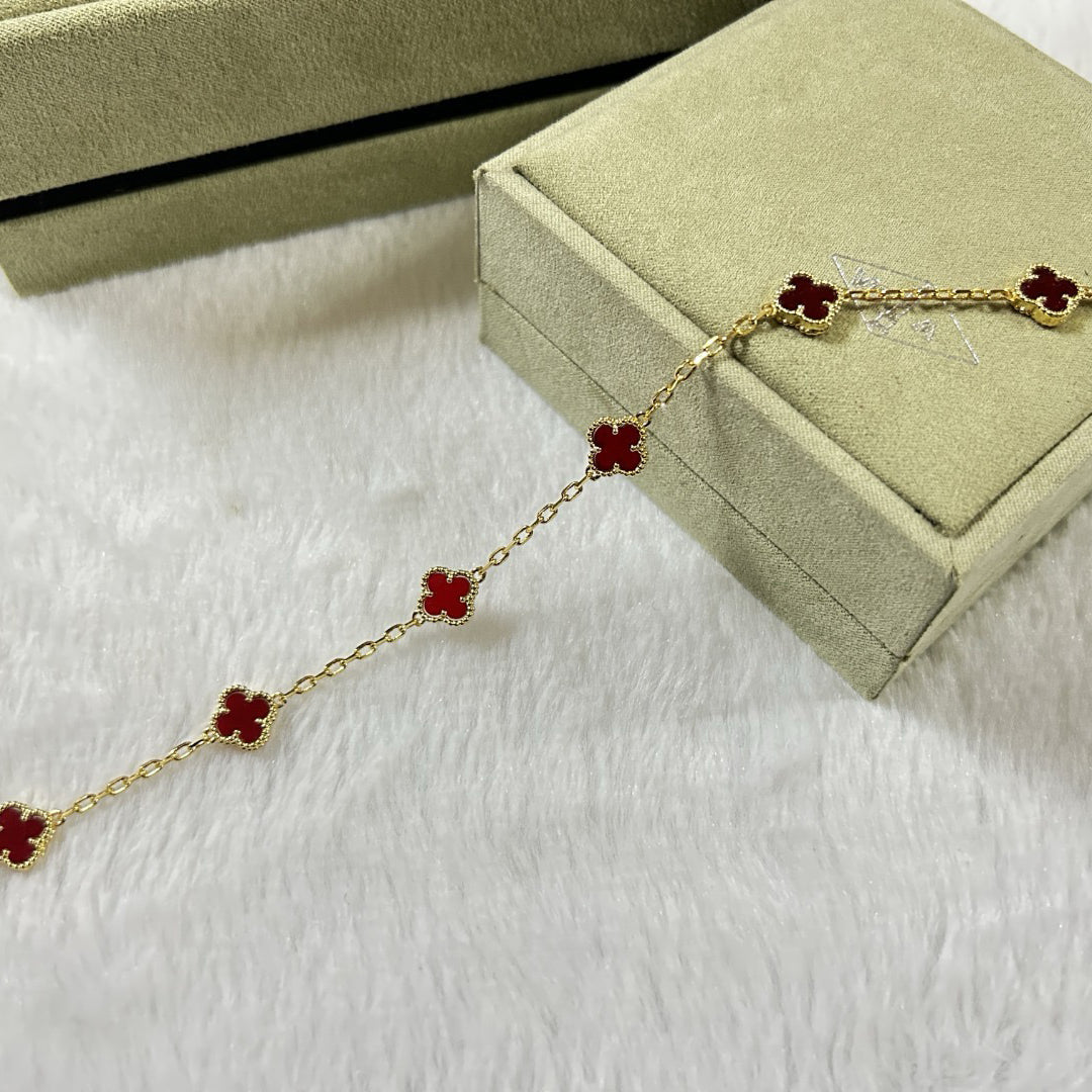 [Mysitc ]CLOVER 6 MOTIF RED AGATE BRACELET