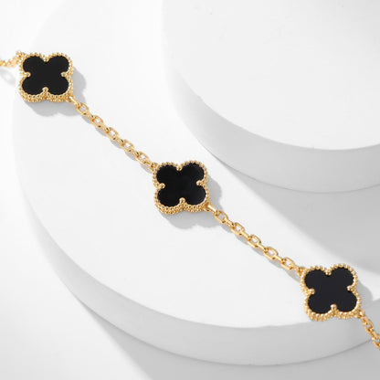 Mysitc CLOVER 10 MOTIFS ONYX NECKLACE