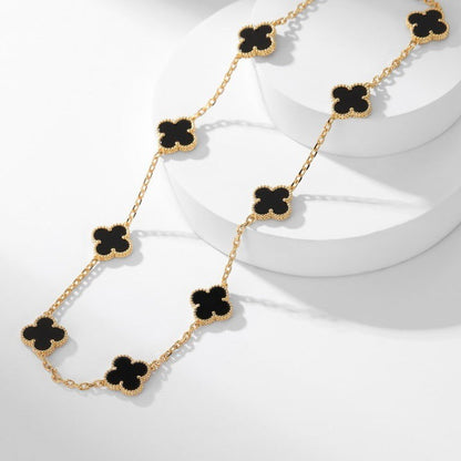 Mysitc CLOVER 10 MOTIFS ONYX NECKLACE