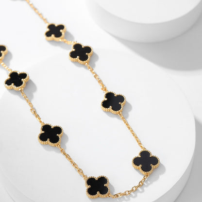 Mysitc CLOVER 10 MOTIFS ONYX NECKLACE