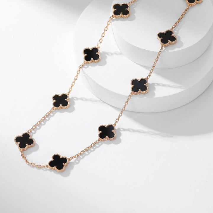 Mysitc CLOVER 10 MOTIFS ONYX NECKLACE