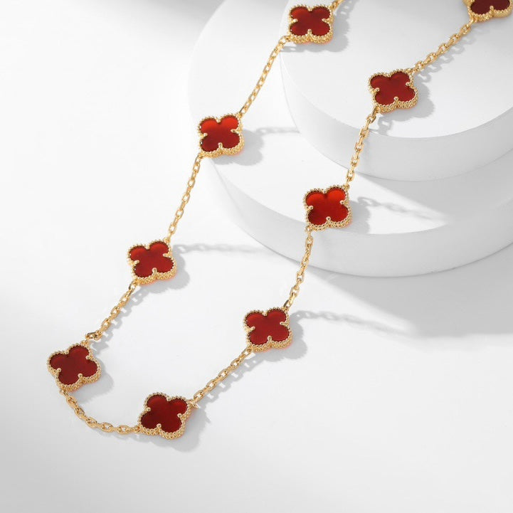 Mysitc CLOVER 10 MOTIFS CARNELIAN NECKLACE