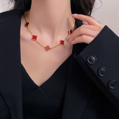 Mysitc CLOVER 10 MOTIFS CARNELIAN NECKLACE