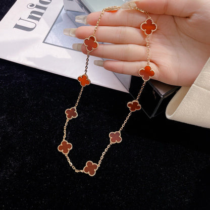 Mysitc CLOVER 10 MOTIFS CARNELIAN NECKLACE
