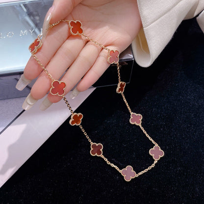 Mysitc CLOVER 10 MOTIFS CARNELIAN NECKLACE