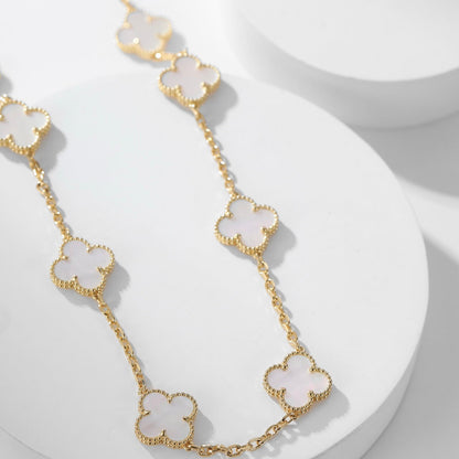 Mysitc CLOVER 10 MOTIFS WHITE MOTHER OF PEARL NECKLACE