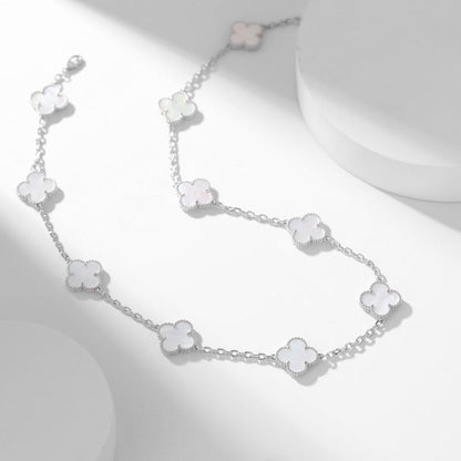 Mysitc CLOVER 10 MOTIFS WHITE MOTHER OF PEARL NECKLACE