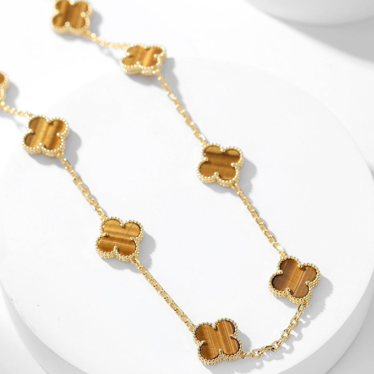 Mysitc CLOVER 10 MOTIFS TIGER EYE NECKLACE