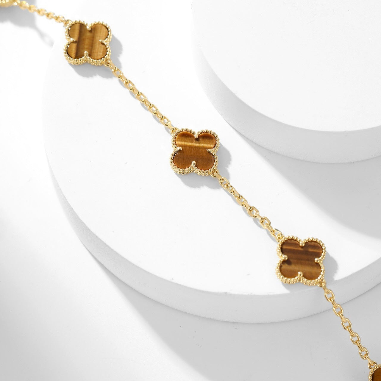 Mysitc CLOVER 10 MOTIFS TIGER EYE NECKLACE